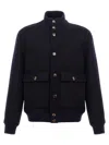 Brunello Cucinelli Wool Bomber Jacket In Blue