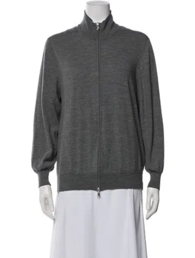 Pre-owned Brunello Cucinelli Wool Bomber Jacket In Gray