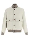 Brunello Cucinelli Wool Bomber Jacket Puffer Jackets White In Neutral