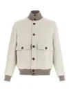 Brunello Cucinelli Wool Bomber Jacket In White