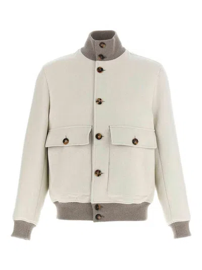 BRUNELLO CUCINELLI CHAQUETA BOMBER - BLANCO