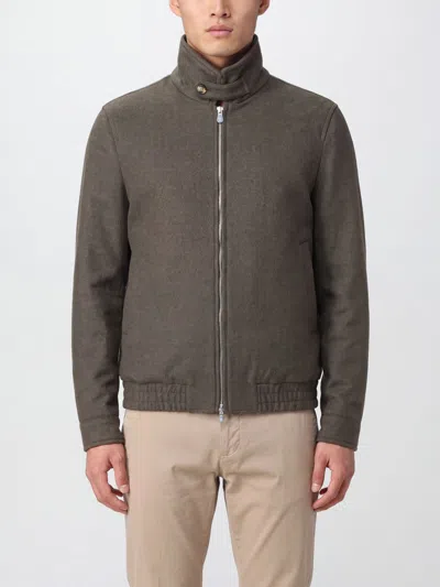 Brunello Cucinelli Wool Bomber Jacket With High Neck And Zip Closure In Brown