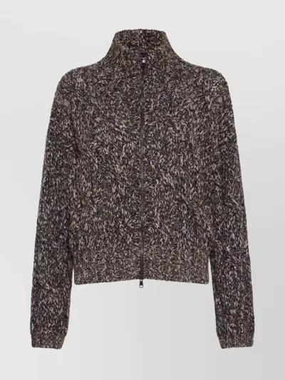 BRUNELLO CUCINELLI WOOL CARDIGAN WITH ZIP AND HIGH COLLAR