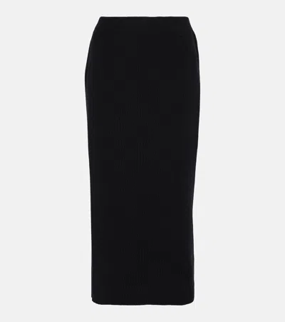 BRUNELLO CUCINELLI WOOL, CASHMERE AND SILK MIDI SKIRT