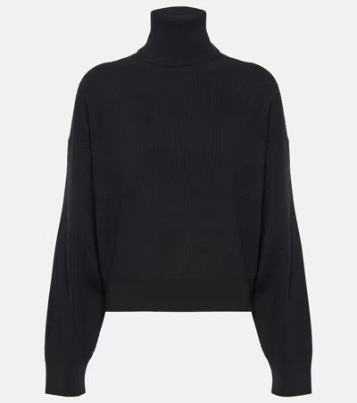 Brunello Cucinelli Wool, Cashmere And Silk Turtleneck Sweater In Black