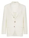 Brunello Cucinelli Wool-cashmere-silk Deconstructed Blazer In Neutral
