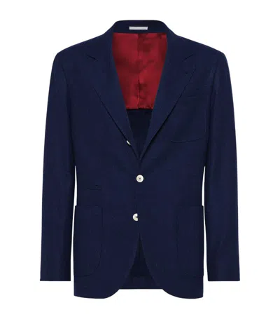 Brunello Cucinelli Wool-cashmere Blend Blazer In Blue