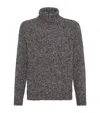 Brunello Cucinelli Textured Knit Turtleneck Sweater With Ribbed Finish In Gray