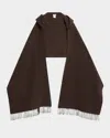 Brunello Cucinelli Wool-cashmere Fringed Cape Scarf In Brown