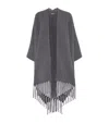Brunello Cucinelli Wool-cashmere Fringed Poncho In Light Grey