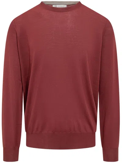 Brunello Cucinelli Cashmere Crew Neck Sweater In Red