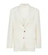Brunello Cucinelli Wool-cashmere-silk Deconstructed Blazer In Neutral