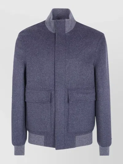 Brunello Cucinelli Wool Cashmere Single Breasted Coat In Blue