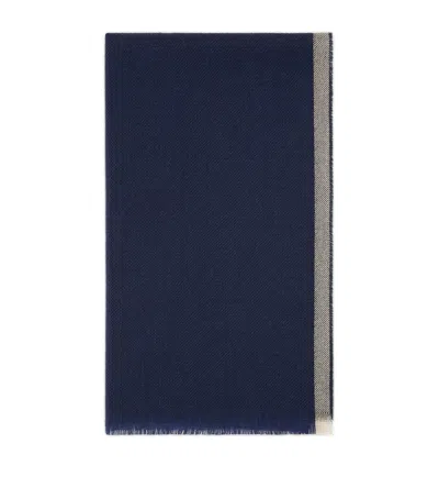 Brunello Cucinelli Wool-cashmere Stripe Scarf In Blue