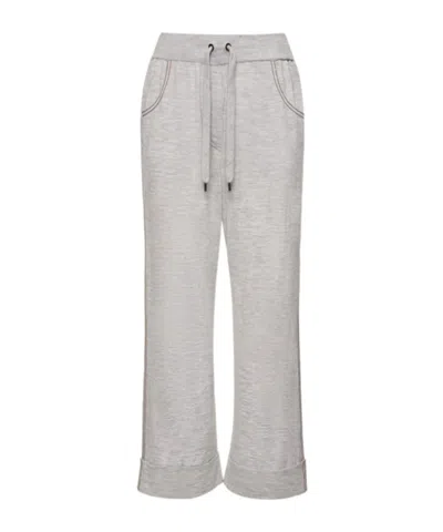 Brunello Cucinelli Wool  Cashmere Wide Leg Pants In Gray