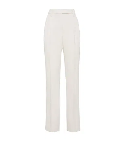 Brunello Cucinelli Wool-cashmere Wide-leg Trousers In White