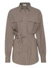 Brunello Cucinelli Wool Checked Shirt In Brown