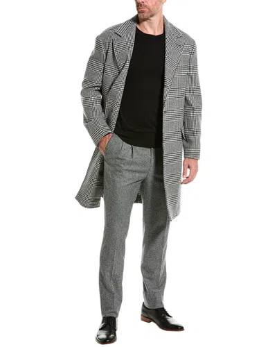 Brunello Cucinelli Wool Checkered Coat In Gray