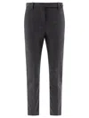 Brunello Cucinelli Wool Cigarette Trousers With Monili In Grey