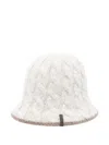 Brunello Cucinelli Cable-knit Sequined Bucket Hat In White