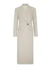 Brunello Cucinelli Wool Coat Peak Lapels In Beige