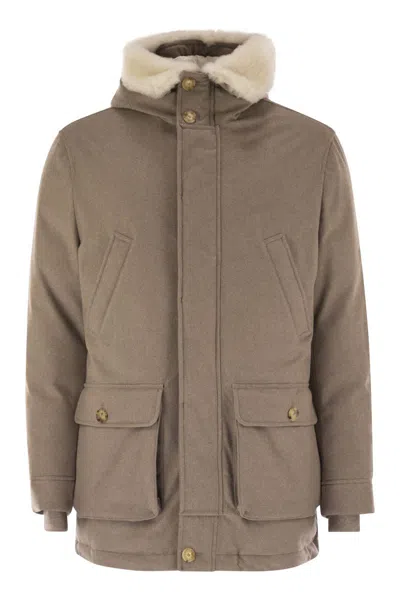 BRUNELLO CUCINELLI BRUNELLO CUCINELLI WOOL COAT WITH FUR COLLAR