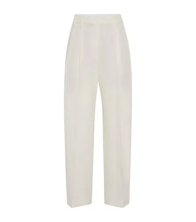 Brunello Cucinelli Wool-cotton Tailored Trousers In White