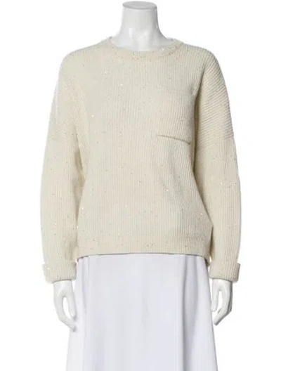 Pre-owned Brunello Cucinelli Wool Crew Neck Sweater In Neutral