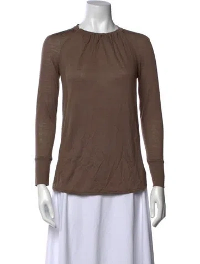 Pre-owned Brunello Cucinelli Wool Crew Neck Top In Brown