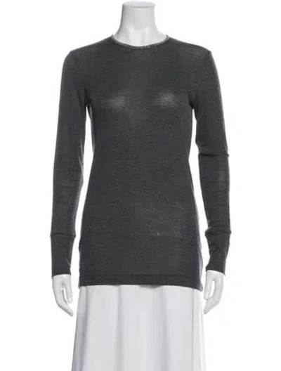Pre-owned Brunello Cucinelli Wool Crew Neck Top In Gray