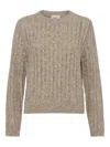 Brunello Cucinelli Wool Crewneck Jumper In Brown