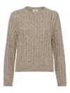 Brunello Cucinelli Wool Crewneck Jumper In Brown