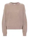 Brunello Cucinelli Sequin Sweater Sweaters And Cardigans In Beis