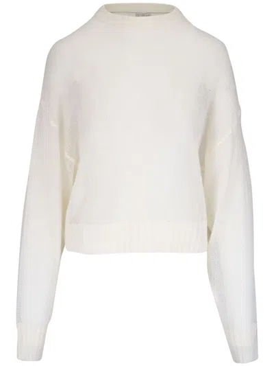 Brunello Cucinelli Wool Crewneck Jumper In White