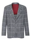 Brunello Cucinelli Deconstructed Wool Jacket Checked Pattern In Blue
