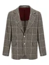 Brunello Cucinelli Cavallo Prince Of Wales-check Blazer In Gray