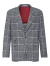 Brunello Cucinelli Deconstructed Wool Jacket Checked Pattern In Gray