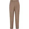 Brunello Cucinelli Pleated Wool Trousers In Brown
