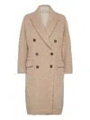 Brunello Cucinelli Boucle Double-breasted Coat Sequin Embellishment In Neutral