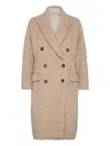 Brunello Cucinelli Wool Double-breasted Coat In Sand