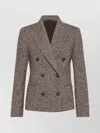 Brunello Cucinelli Wool Double-breasted Jacket With Front Pockets In Brown