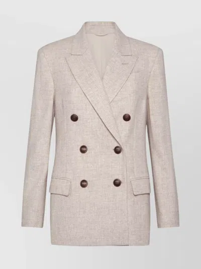Brunello Cucinelli Wool Double-breasted Jacket With Peak Lapels