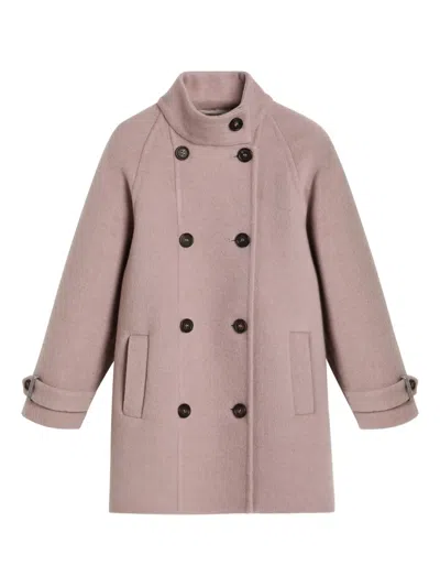 Brunello Cucinelli Kids' Wool Double-breasted Coat In Pink