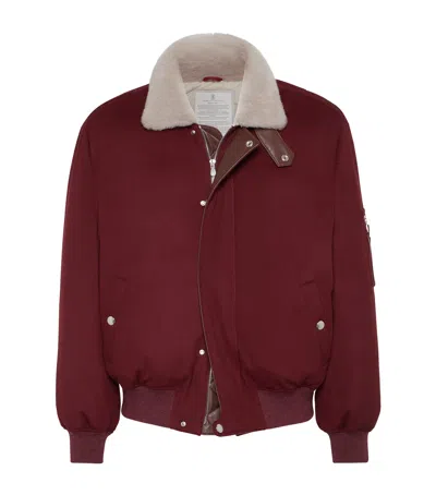Brunello Cucinelli Wool Down-filled Bomber Jacket In Red