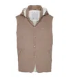 Brunello Cucinelli Clay Wool Padded Hooded Vest In Brown