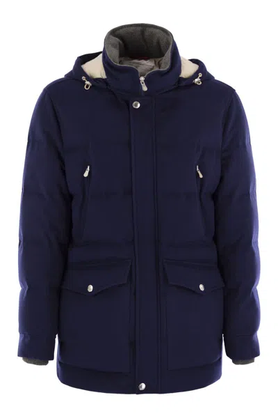 BRUNELLO CUCINELLI BRUNELLO CUCINELLI WOOL DOWN JACKET WITH DETACHABLE HOOD