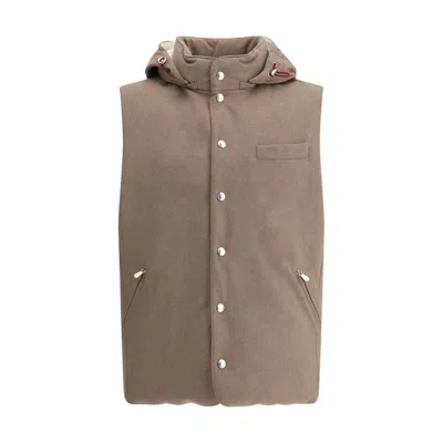 Brunello Cucinelli Wool Down Men's Vest In Brown