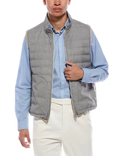 Brunello Cucinelli Wool Down Puffer Vest In Blue