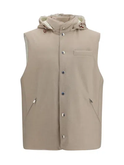 Brunello Cucinelli Wool Down Vest In Neutral