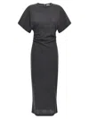 Brunello Cucinelli Wool Dress With Ruched Detail And Stretch Fabric In Gray